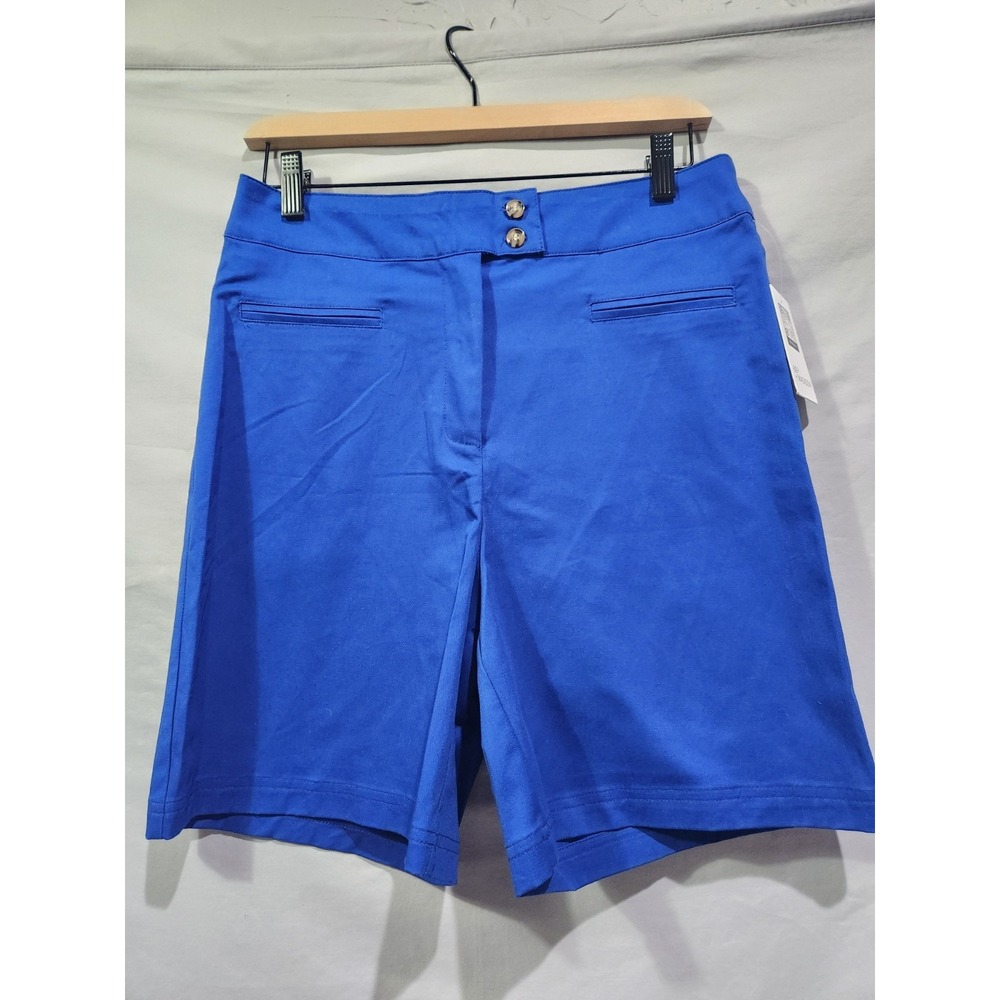 New‎ 89th & Madison Women's 8 Twill Bermuda Shorts Cobalt Blue Relaxed Fit